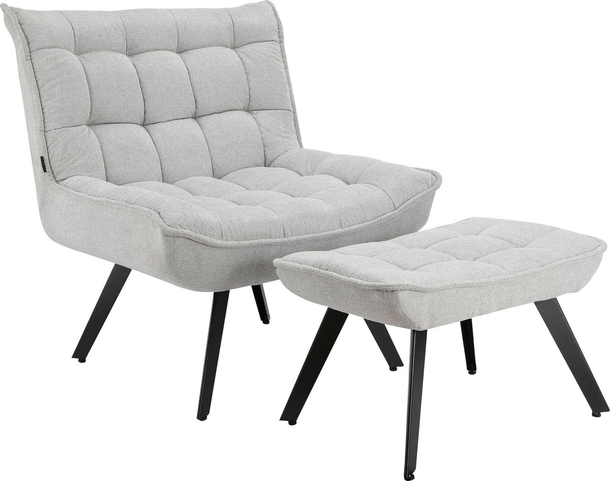 Evan-Loungestoel - Lichtgrijs Stof