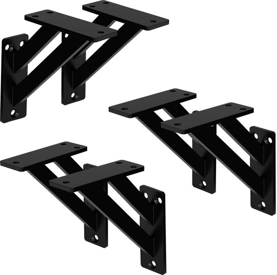 Plankdrager Radiator ML-Design 6 stuks plankdrager 120x120 mm, zwart, aluminium, zwevende ...