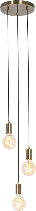 QAZQA facil - Lampe suspendue industrielle - 3 lumières - Ø 25 cm - Bronze - Industriel - Salon | Chambre à coucher | Cuisine