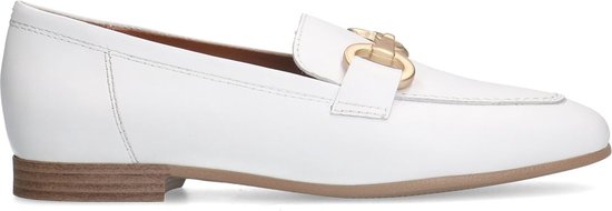 No Stress - Dames - Witte leren loafers met goudkleurig detail - Maat 39