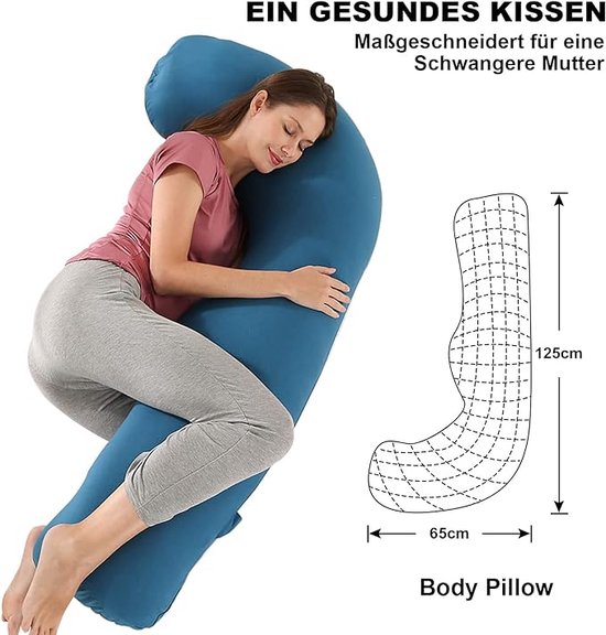 Foto: Earkings zwangerschapskussen zijslaapkussen 140x80cm u vorm met afneembare hoes body pillow donkergrijs