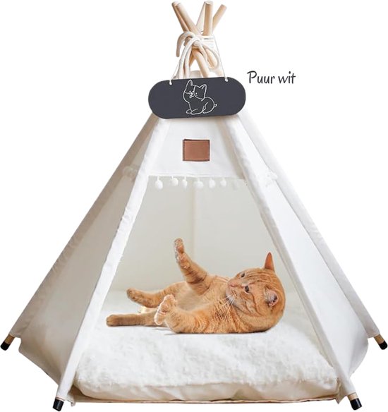 Foto: Tipitent hondentent kattentent puur wit honden tent dierentent hondenhuis kattenhuis