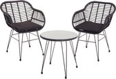 Poly-rattan set MCW-G17, balkonset tuinset zitgroep stoel, touw ~ antraciet, kussens antraciet
