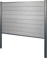 WPC privacyscherm Sarthe, windscherm, aluminium paal voor plaatsing in beton ~ basiselement, 190cm grijs