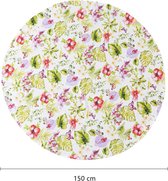 Tafelkleed rond 150 cm afwasbaar tafelkleed waterafstotend tafelkleed stofdicht met rode bloemen tropische planten voor keuken, eetkamer, eettafel, salontafel, tuintafel, biertafel