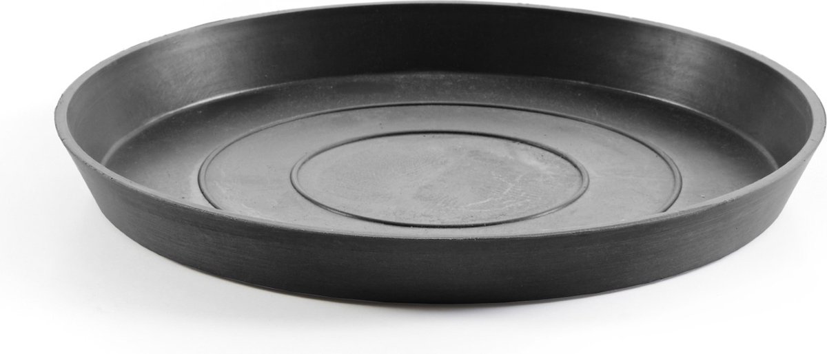 Ecopots Saucer Round - Dark Grey - Ø28,7 x H3 cm - Ronde donkergrijze onderschotel met waterreservoir