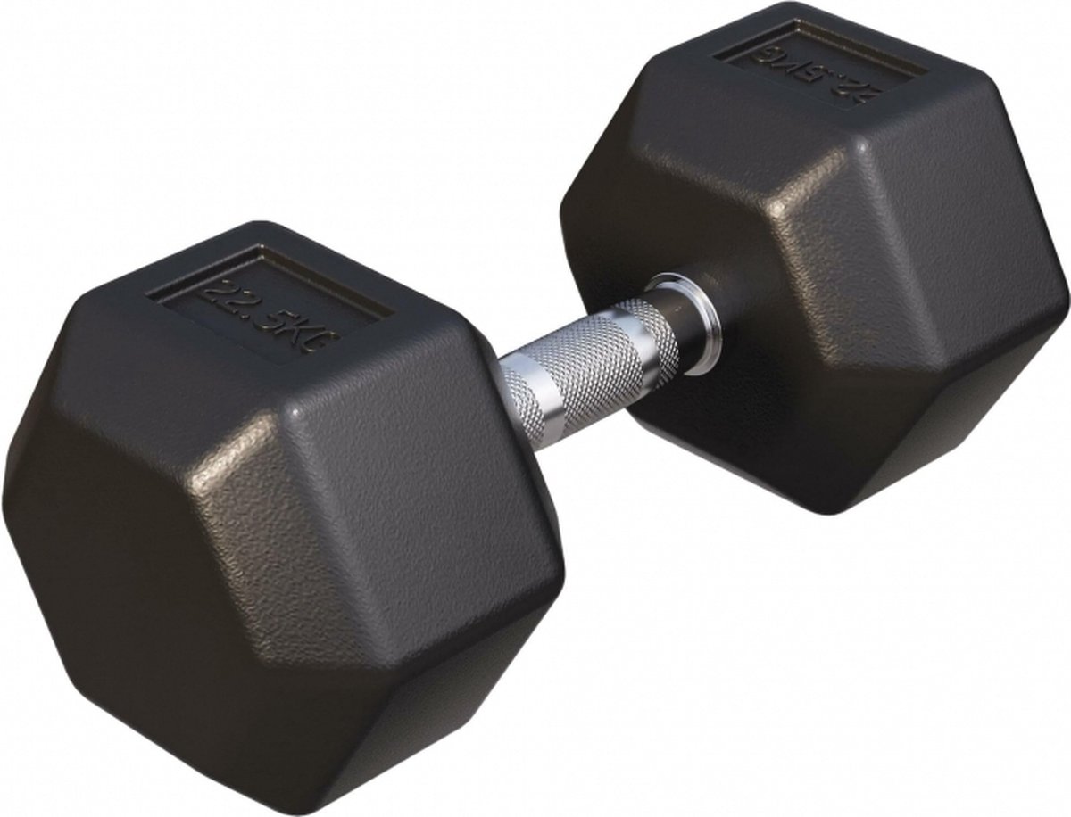 Gorilla Sports Dumbell - 22,5 kg - Gietijzer (rubber coating) - Hexagon
