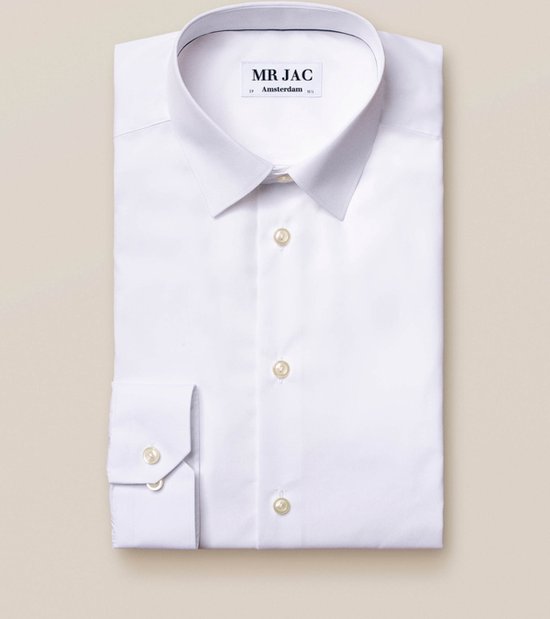 Mr Jac - Overhemd - Dress Shirt - Regular Fit - Spread Collar - Twill - Wit Maat 42