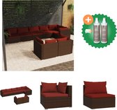 vidaXL 8 delige Loungeset met kussens poly rattan bruin Tuinset Inclusief Onderhoudsset