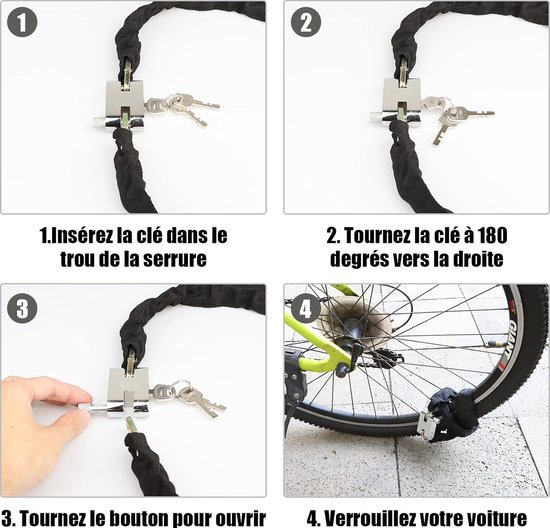 Master Lock Bicycle Lock Steel Chain Link  With Key   90 Cm Chain Random Colour 8391eurd 90 Cm Bike Loc 25135426