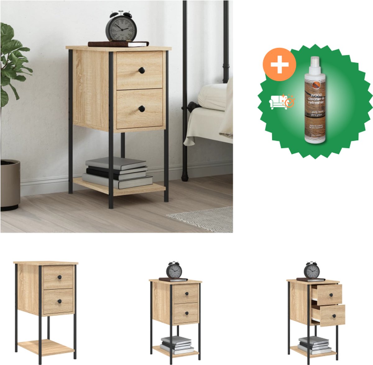 Stella Trading Pepe Sonoma, Bedside Table, Wood, 28 X 39 X 41 Cm
