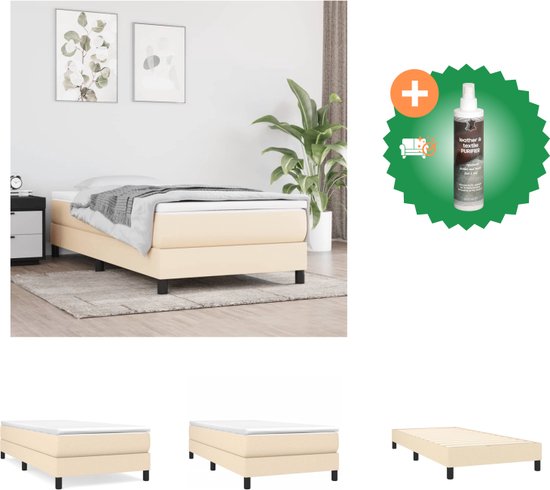 vidaXL Boxspring met matras stof crèmekleurig 90x190 cm - Bed - Inclusief Reiniger