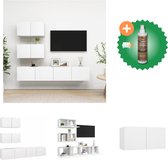 vidaXL 4-delige Tv-meubelset spaanplaat wit - Kast - Inclusief Houtreiniger en verfrisser