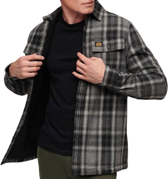 Superdry Wool Miller Overshirt Heren Overhemd - Roderick Check Black - Maat L