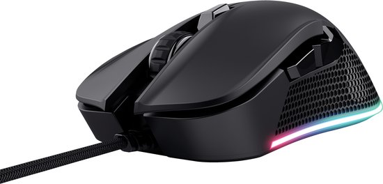 Trust GXT 922 Ybar - Gaming Muis - Bedraad - 7200 DPI - RGB Verlichting - Zwart