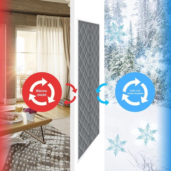BARJEAR Warmtewerend gordijn voor deuren, deurgordijn, koudebescherming, 100 x 210 cm, thermisch deurgordijn, isolerend gordijn, thermogordijn, huisdiervriendelijk, waterdicht, winddicht, voor