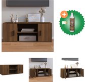 vidaXL Tv-meubel 100x35x40 cm bewerkt hout bruineikenkleurig - Kast - Inclusief Houtreiniger en verfrisser
