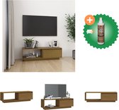 vidaXL Tv-meubel 110x30x33-5 cm massief grenenhout honingbruin - Kast - Inclusief Houtreiniger en verfrisser