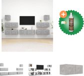vidaXL 7-delige Tv-meubelset spaanplaat betongrijs - Kast - Inclusief Houtreiniger en verfrisser