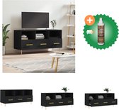 vidaXL Tv-meubel 102x36x50 cm bewerkt hout zwart - Kast - Inclusief Houtreiniger en verfrisser