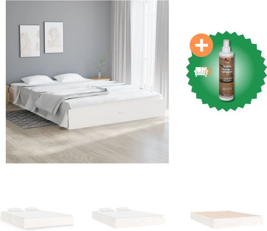 vidaXL Bedframe massief hout wit 120x200 cm - Bed - Inclusief Houtreiniger en verfrisser