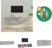 vidaXL 3-delige Tv-meubelset bewerkt hout betongrijs - Kast - Inclusief Houtreiniger en verfrisser