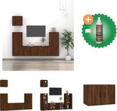 vidaXL 5-delige Tv-meubelset bewerkt hout bruineikenkleurig - Kast - Inclusief Houtreiniger en verfrisser