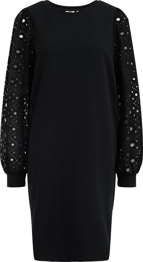 WE Fashion Dames sweaterjurk met broderie anglaise