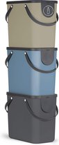 Rotho Albula Set van 3 afvalscheidingssystemen 25l voor de keuken, Kunststof (PP) BPA-vrij, antraciet/blauw/cappuccino, 3 x 25l (40.0 x 23.5 x 34.0 cm)