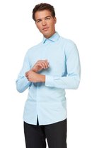 OppoSuits Cool Blue Shirt - Heren Overhemd - Casual Effen Gekleurd - Blauw - Maat EU 35/36