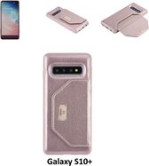 UNIQ Accessory Galaxy S10 Plus Kunstleer portemonnee Hard Case Back cover - Roze (S10 Plus)