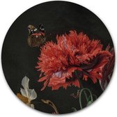 Ronde muursticker close-up Stilleven met bloemen in een glazen vaas - WallCatcher | Jan Davidsz. de Heem | 140 cm behangsticker wandcirkel