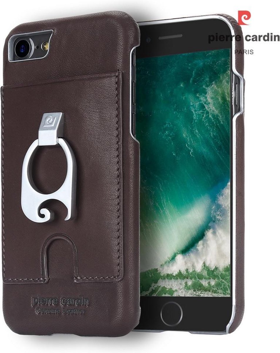 Bruin hoesje Pierre Cardin - Backcover - Stijlvol - Leer - voor de iPhone 7-8 - Luxe cover