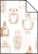 Proefstaal ESTAhome behangpapier parfum flesjes glanzend koper bruin - 138853 - 26,5 x 21 cm