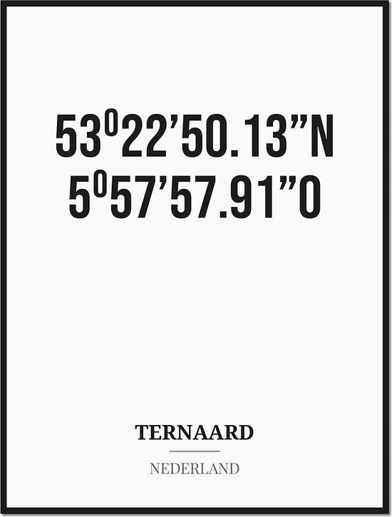 Poster/kaart TERNAARD met coördinaten