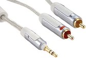 Profigold PROI3401 audio kabel 1 m 3.5mm 2 x RCA Zilver, Transparant, Wit
