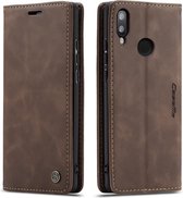 CaseMe - Hoesje geschikt voor Huawei P Smart (2019) - Wallet Book Case - Magneetsluiting - Donker Bruin