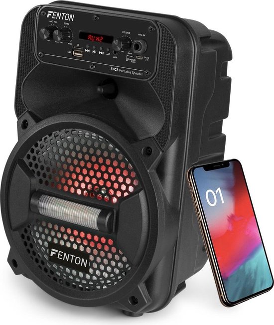 bol.com | Mobiele accu speaker - Fenton FPC8 50W accu speaker met  Bluetooth, mp3 speler,...