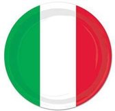 24x stuks Kartonnen bordjes Italie/Italiaanse vlag print 23 cm - Partybordjes Italie thema