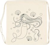 Pakket van 8x stuks inkleurbare rugzakjes/gymtasjes zeemeerminnen thema 41 cm - Kinderfeestje zelf tasjes inkleuren/beschilderen