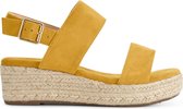 PS Poelman Dames Sandalen met Espadrille Zool - Ceto - Oker Geel - Maat 36