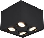 LED Plafondspot - Trion Bisqy - GU10 Fitting - 4-lichts - Vierkant - Mat Zwart - Aluminium - BSE