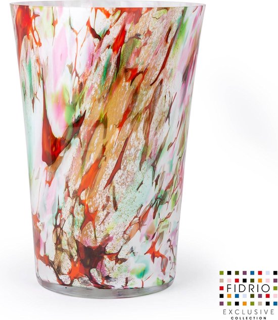 Design vaas Conic - Fidrio MIXED COLOURS - glas, mondgeblazen bloemenvaas - diameter 24 cm hoogte 35 cm