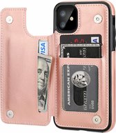 geschikt voor Apple iPhone 11 wallet case - roze met Privacy Glas