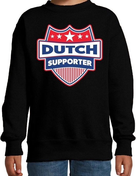 Dutch supporter schild sweater zwart voor kinderen - Nederland landen sweater / kleding - EK / WK / Olympische spelen outfit 152/164