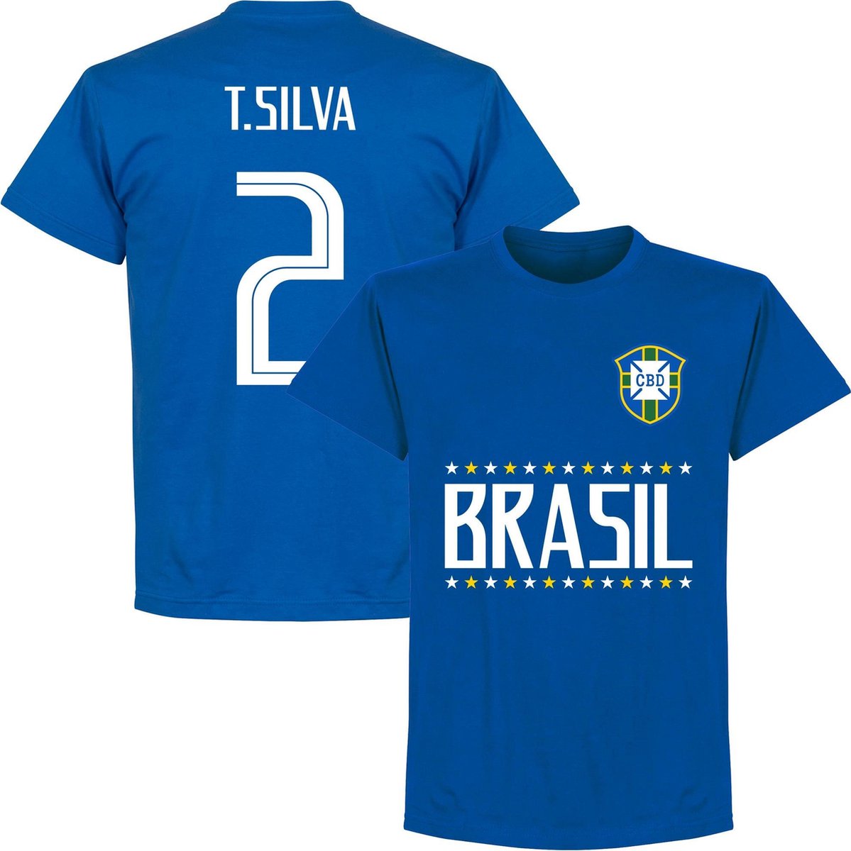 Brazilië T. Silva 2 Team T-Shirt - Blauw - XL
