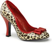 Smitten-01 Cheetah tan matt/red patent - (EU 35 = US 5) - Pin Up Couture