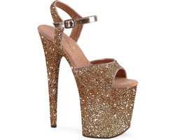 Pleaser - FLAMINGO810LG Sandaal met enkelband, Paaldans schoenen - Paaldans schoenen - 38 Shoes - Goudkleurig/Champagne