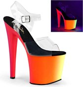 Pleaser Sandaal met enkelband, Paaldans schoenen -39 Shoes- RAINBOW-708UV Paaldans schoenen Multicolours/Transparant