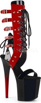 Pleaser Plateau Laarzen -37 Shoes- FLAMINGO-800-38 Paaldans schoenen Rood/Zwart